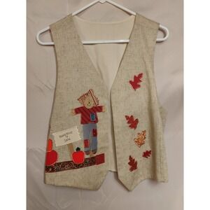 Brand New Handmade Women's MEDIUM M Scarecrow Fall Pumpkin Leaves Vest